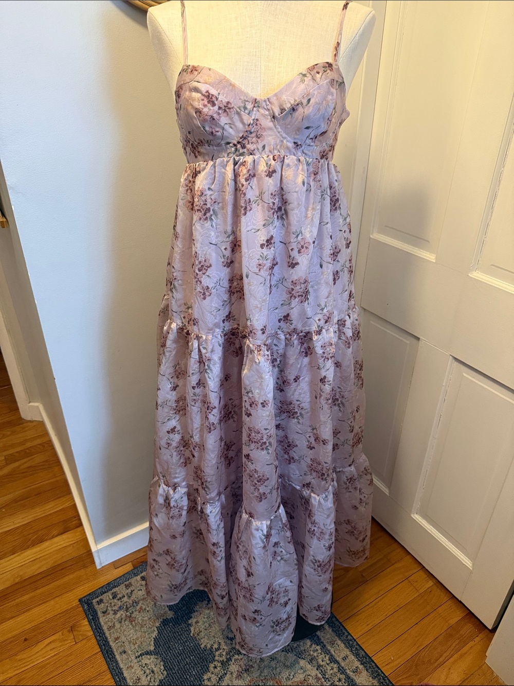 Storia Lilac Floral Tiered Maxi Dress